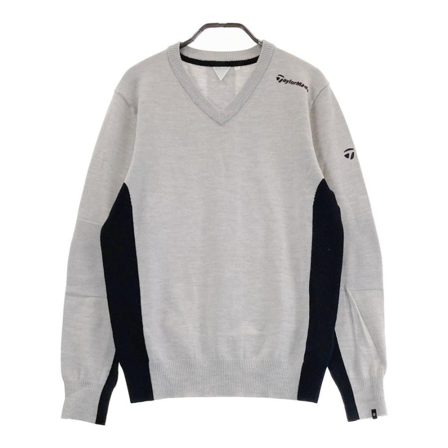 TAYLOR MADE テーラーメイド バイカラー 長袖ニットセーター グレー系