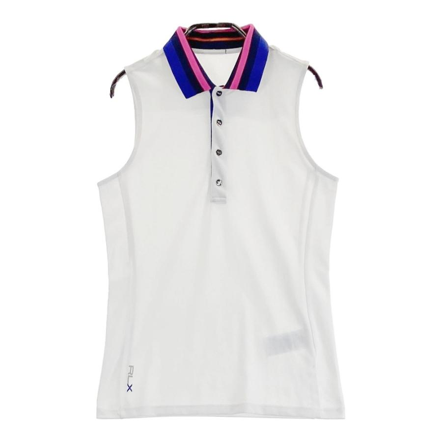 RLX ラルフローレンゴルフ　ノースリーブレディースポロシャツ　Mサイズ RLX ラルフローレン ノースリーブポロシャツ ホワイト系 ゴルフ