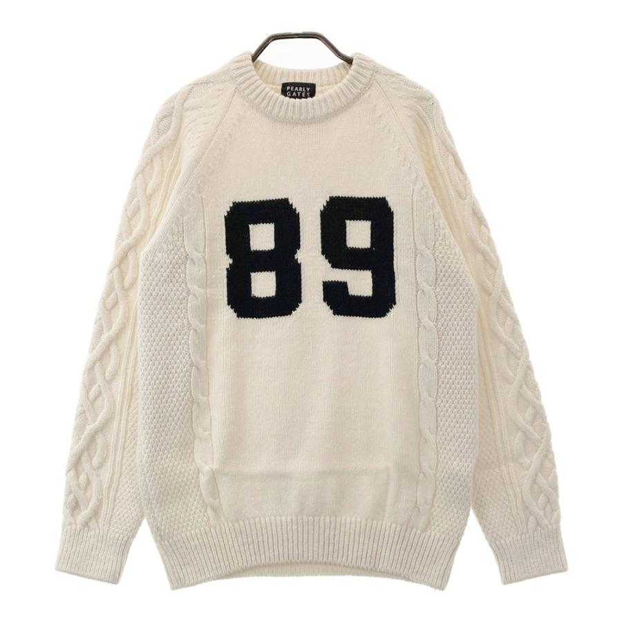 ウール100% パーリーゲイツ　ニット　セーター　5 M〜Ｌ相当　白　アイボリー ウール100% パーリーゲイツ ニット セーター 5 M〜L相当 白