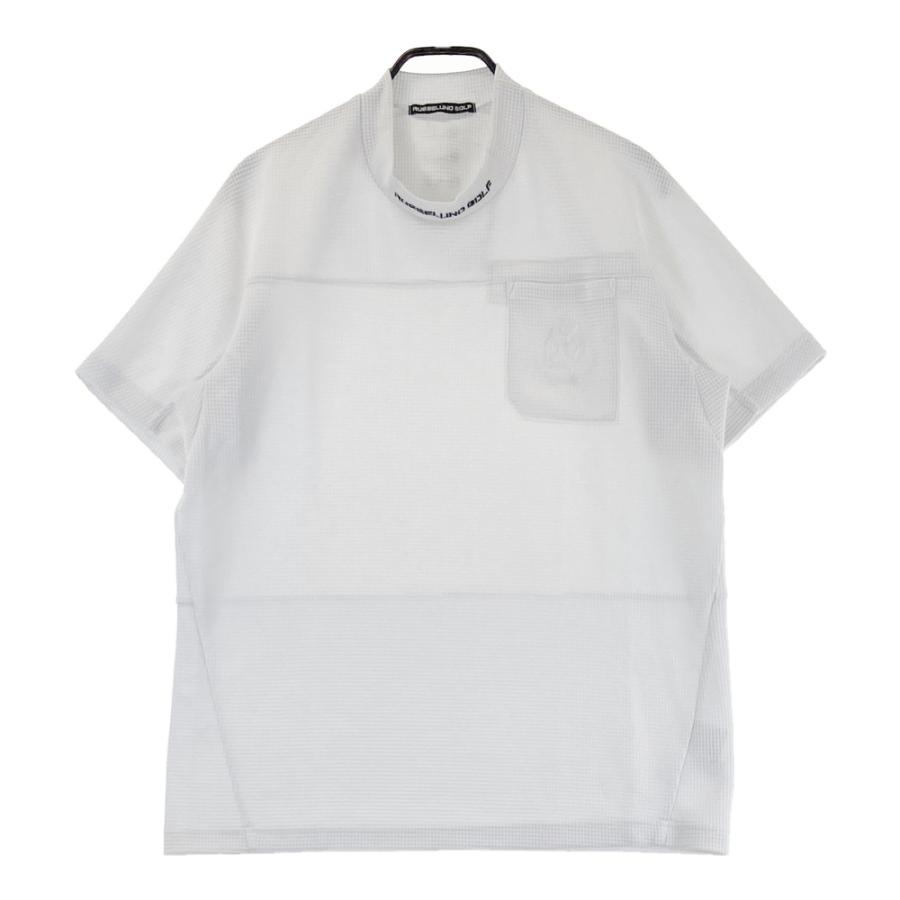 【美品】Russeluno（ラッセルノ） モックネックTシャツ　ゴルフウェア RUSSELUNO ラッセルノ モックネック 半袖Tシャツ ルチャ 刺繍