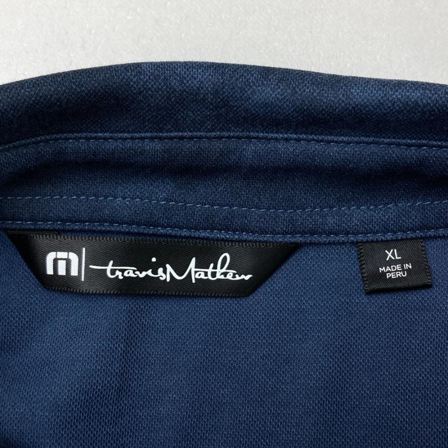 TRAVIS MATHEW トラビスマシュー 半袖ポロシャツ 総柄 ネイビー系 XL