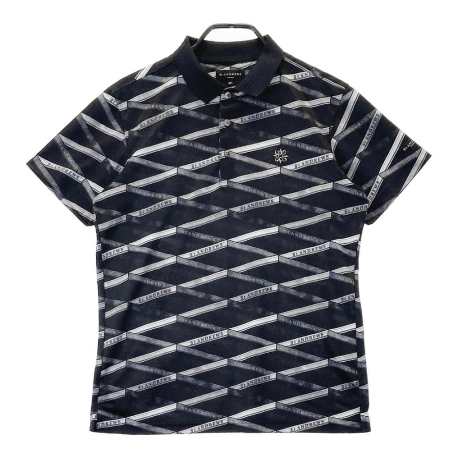 【新品・未使用・タグ付】St Andrews ポロシャツ 総柄 M ST ANDREWS セントアンドリュース ; 半袖ポロシャツ 総柄
