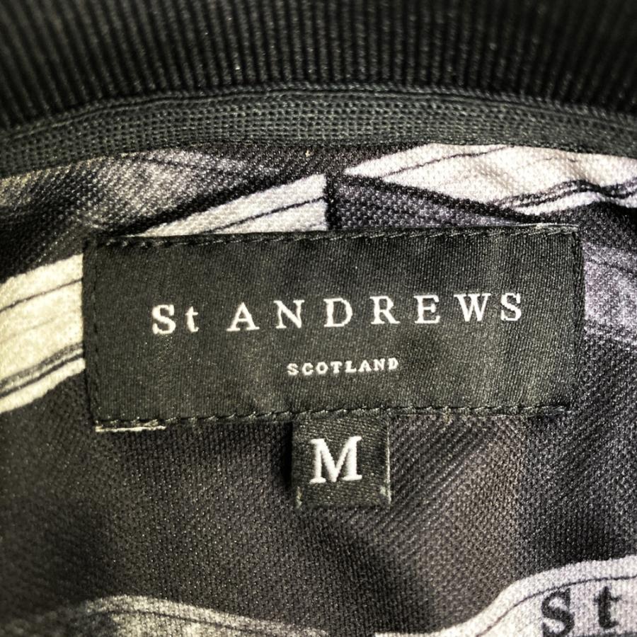 【新品・未使用・タグ付】St Andrews ポロシャツ 総柄 M ST ANDREWS セントアンドリュース 半袖ポロシャツ 総柄 ブラック