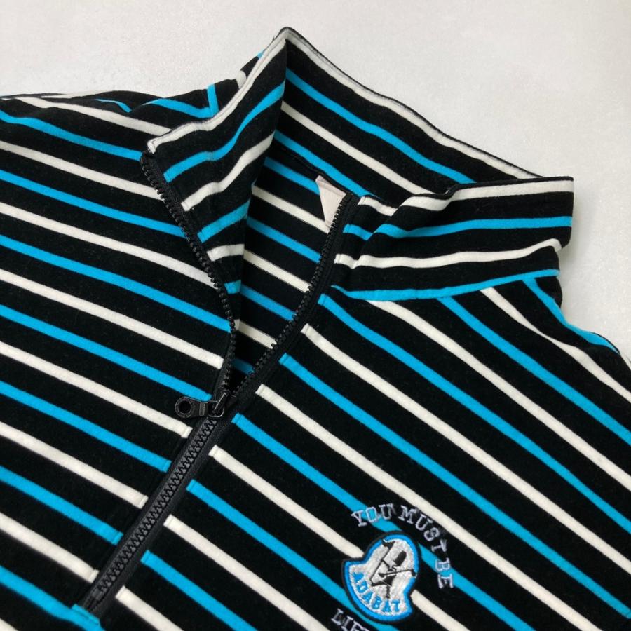 adabat（アダバット） 起毛 ハーフジップ 長袖Tシャツ ボーダー柄