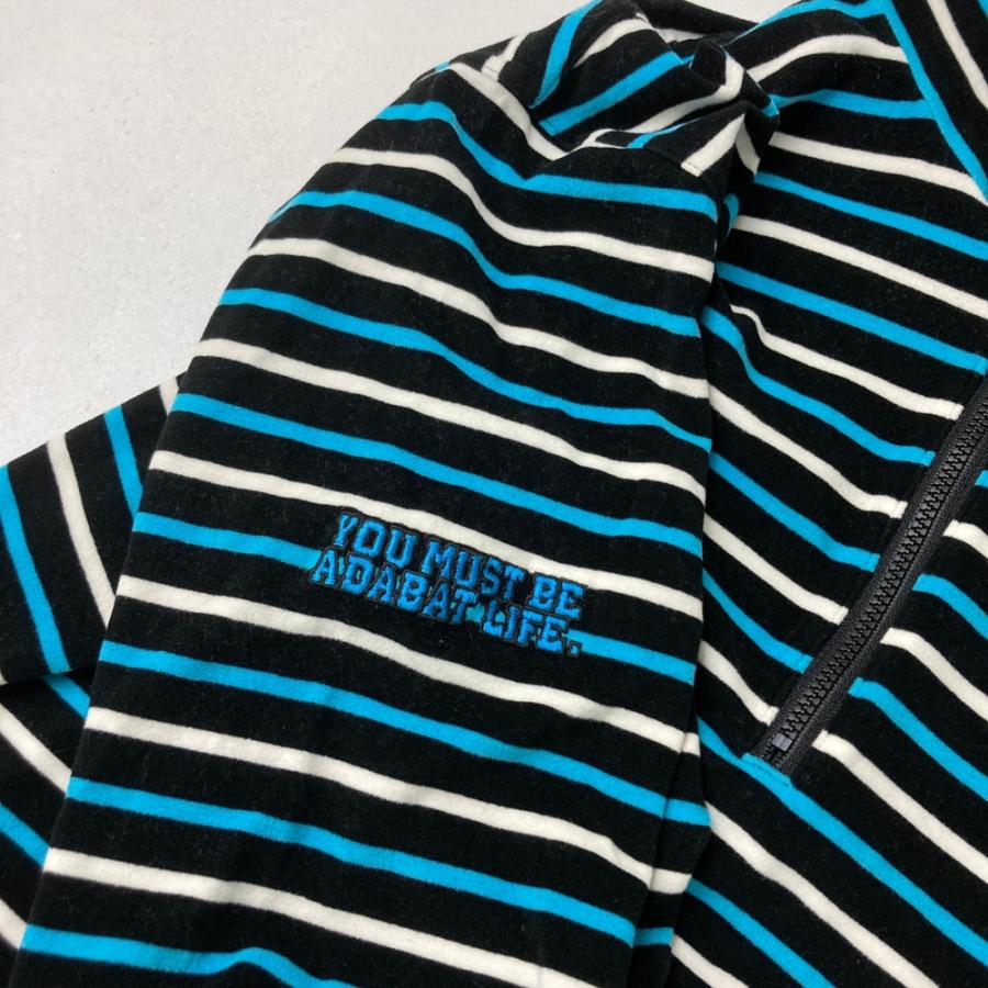 adabat（アダバット） 起毛 ハーフジップ 長袖Tシャツ ボーダー柄