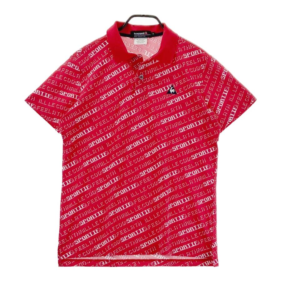 LE COQ GOLF ルコックゴルフ 半袖ポロシャツ 総柄 レッド系 M ゴルフ