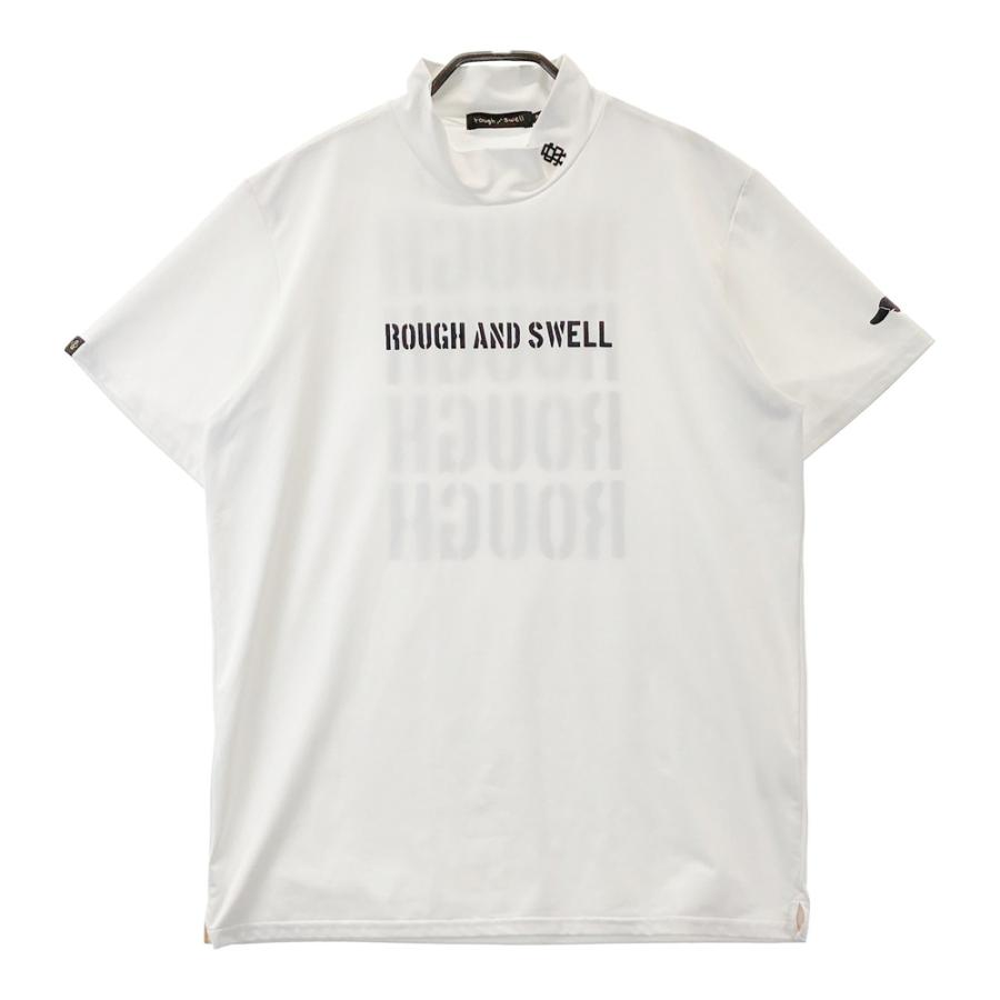 サイズ：M ROUGH&SWELL ラフアンドスウェル  ハイネック 半袖Tシャツ  ホワイト系 [240101442454] ゴルフウェア メンズ ストスト ROUGH&SWELL ラフアンドスウェル 2024年モデル ハイネック 半袖T
