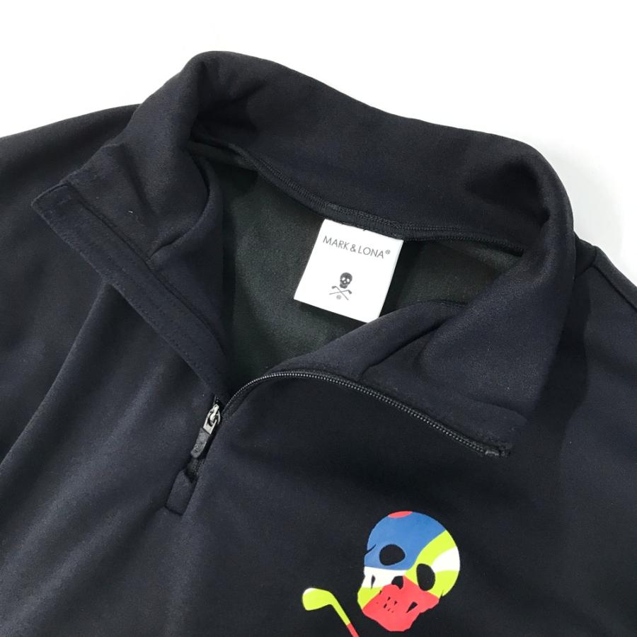 サイズ：46 MARK&amp;LONA マークアンドロナ  裏起毛ハーフジップ 長袖Tシャツ  ブラック系 [240101467017] ゴルフウェア メンズ ストスト 新品】MARK&LONA マークアンドロナ 2024年モデル 裏起毛 ハーフ