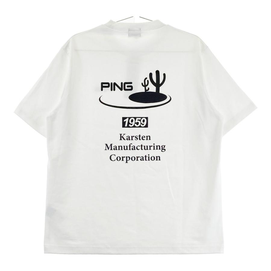 サイズ：S PING ピン 2024年モデル ハイネック 半袖Tシャツ  ホワイト系 [240101514002] ゴルフウェア メンズ ストスト PING（ピン） 【新品】PING 2024年モデル ハイネック 半袖Tシャツ
