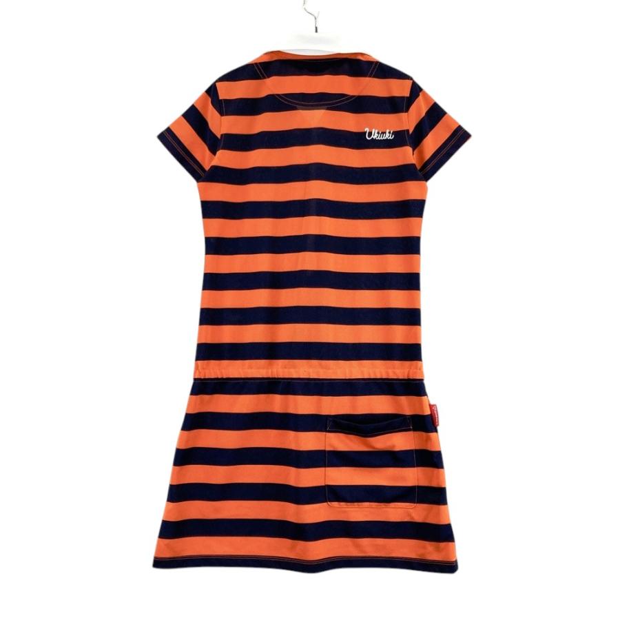 ルコック ゴルフウエア ポロシャツとオレンジスカートセット LE COQ GOLF ルコックゴルフ 半袖ポロワンピース ボーダー柄
