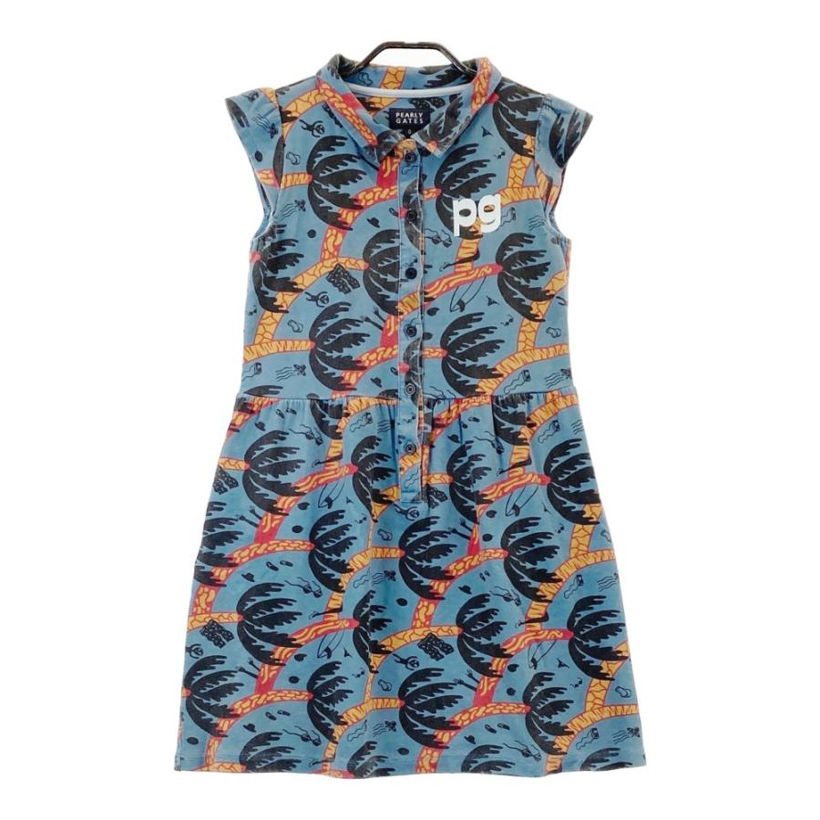 未使用パーリーゲイツ総柄ワンピース PEARLY GATES パーリーゲイツ 半袖ワンピース 総柄 ブルー系 0 ゴルフ