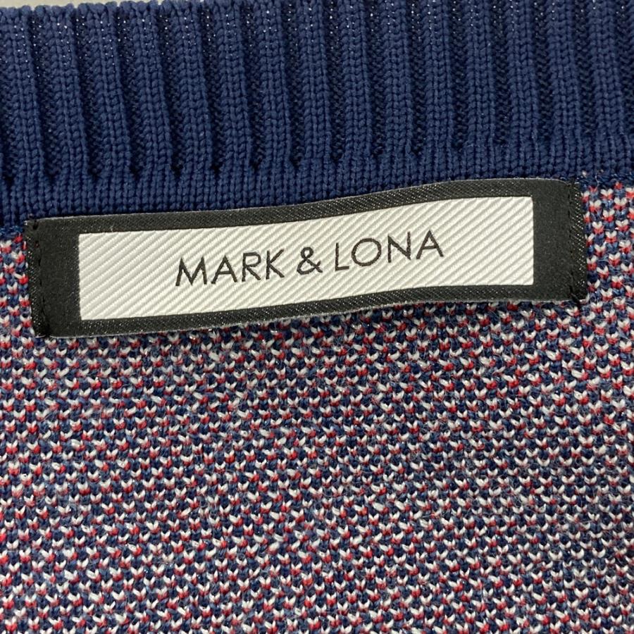 MARK\u0026LONA マークアンドロナ  長袖ニットセーター ユニオンジャック スカル ネイビー系 46 ゴルフウェア メンズの画像