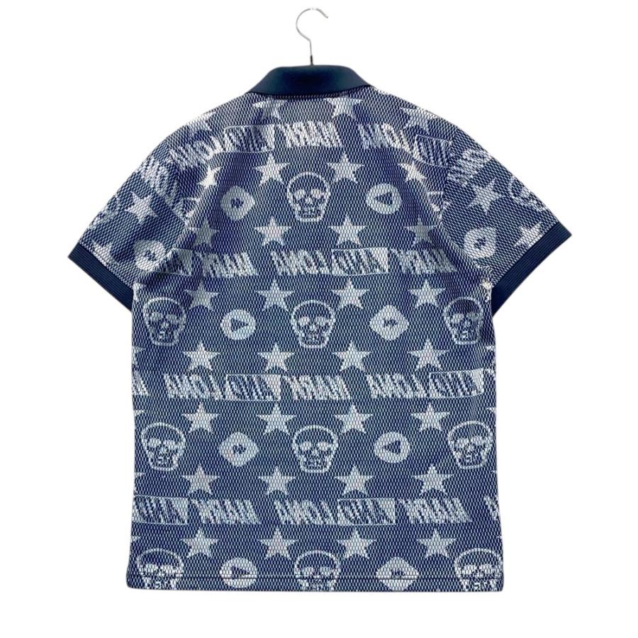 MARK & LONA 星柄スカルポロシャツ　サイズ46 マークアンドロナ 半袖ポロシャツ 黒×ブラウン 星柄 スカル