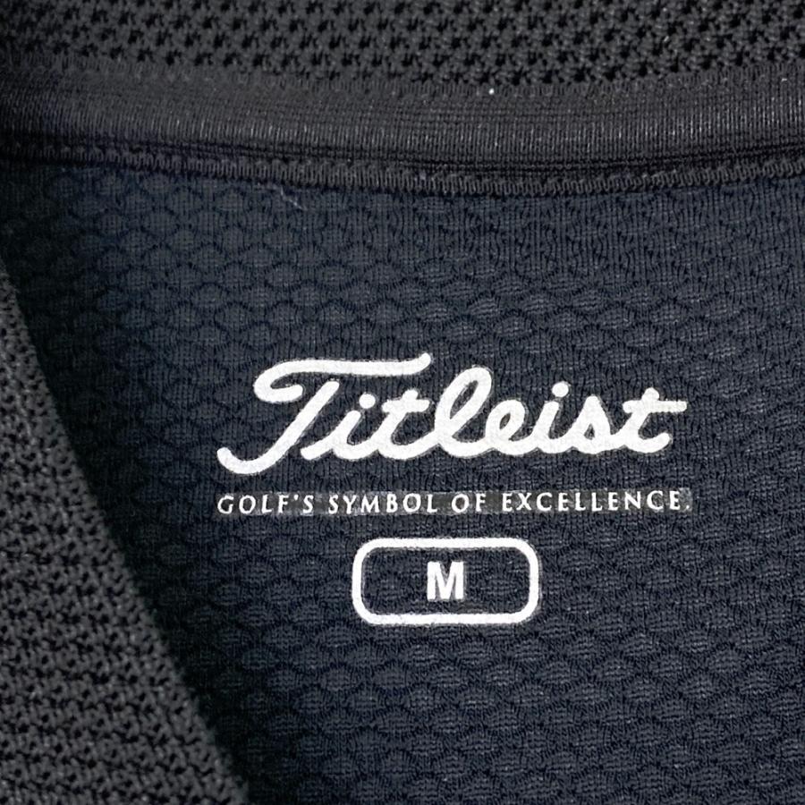 メンズ　Titleist ポロシャツ sizeＬブラック Titleist（タイトリスト） 半袖ポロシャツ 黒×白 ロゴ刺しゅう