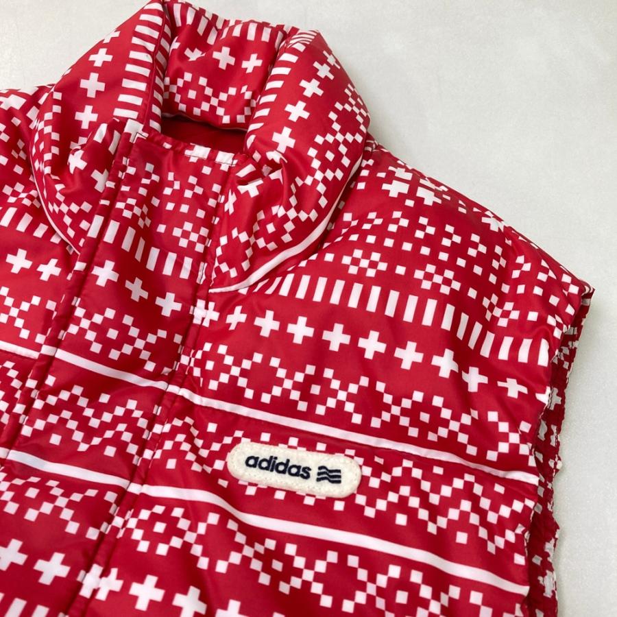 ADIDAS GOLF アディダスゴルフ A03191 ダウンベスト 総柄 レッド系 M