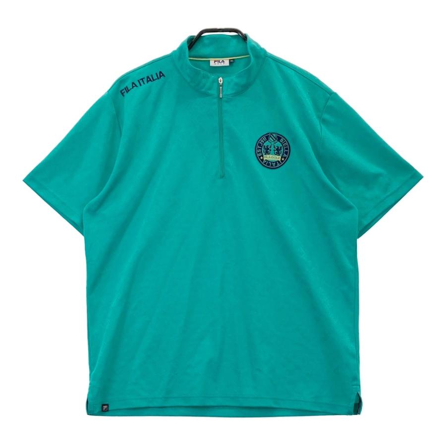 FILA GOLF フィラゴルフ ハーフジップ 半袖Tシャツ 総柄 グリーン系 3L