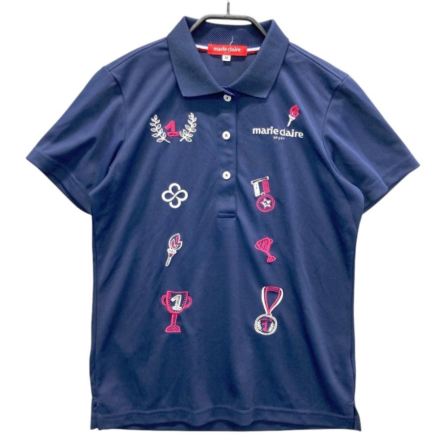 marie claire sport マリクレール スポール 半袖ポロシャツ ネイビー系
