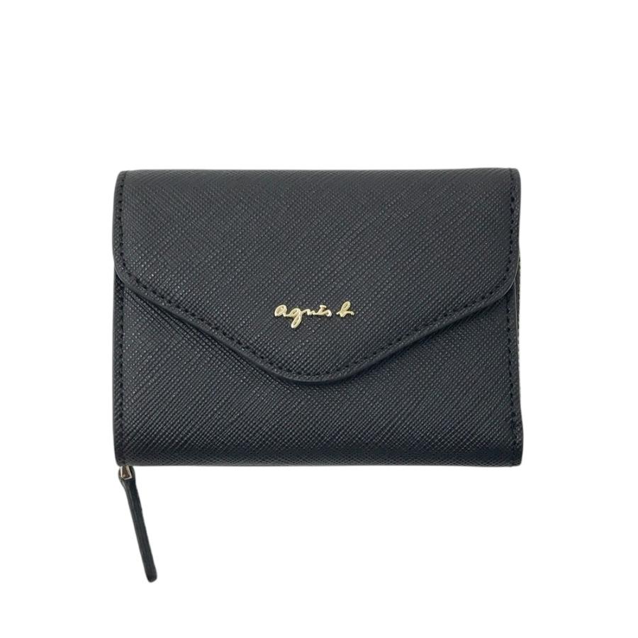 アニエスベー 3つ折り財布美品  - 黒 ボヤージュ agnesb.VOYAGE 三つ折り財布 ミニウォレット ミニ財布