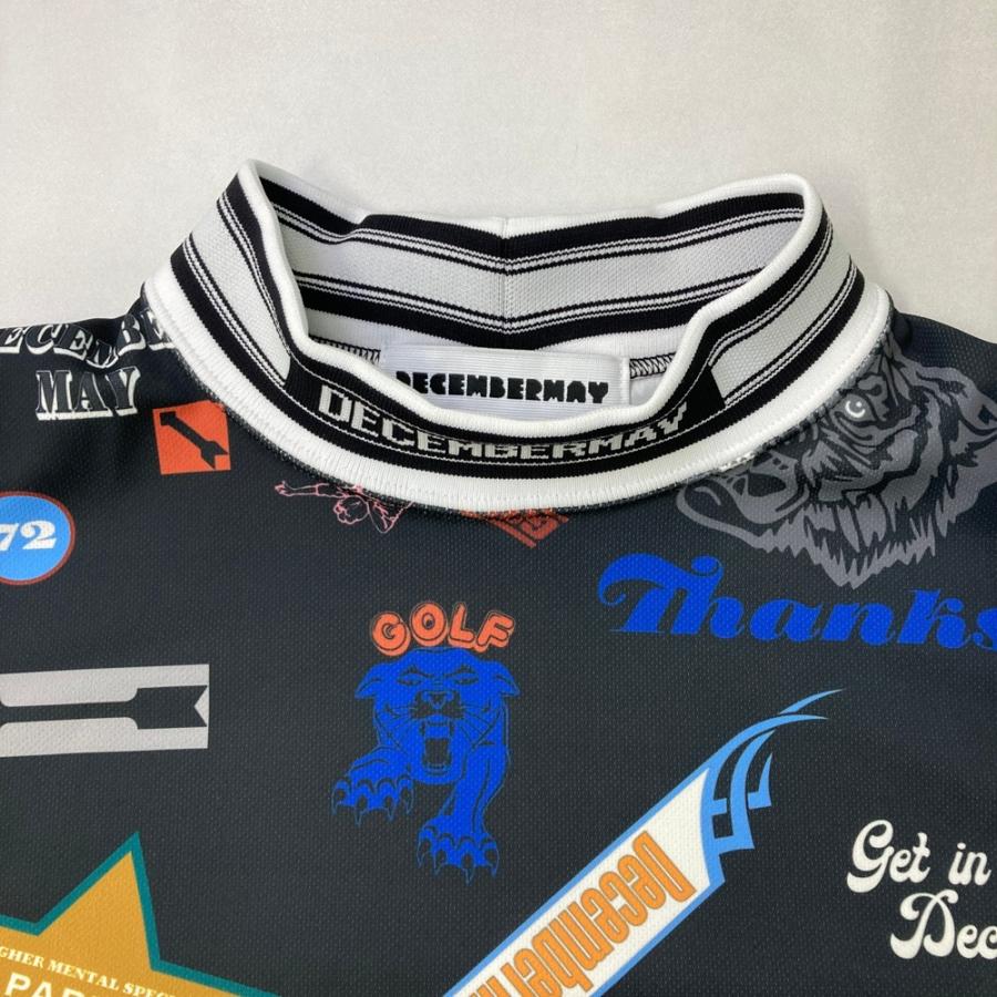 【新品タグ付き】DECEMBERMAY 半袖モックネック DECEMBERMAY ディセンバーメイ モックネック半袖Tシャツ 総柄