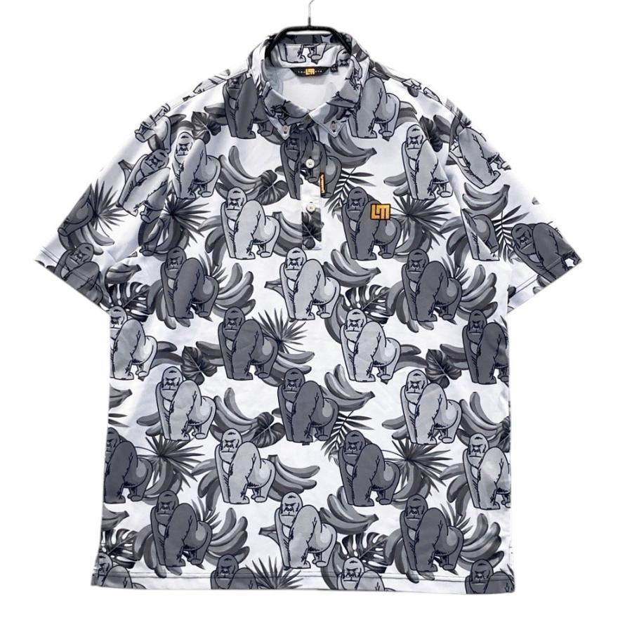LOUD MOUTH ラウドマウス 半袖ポロシャツ ゴリラ柄 グレー系 XL ゴルフ