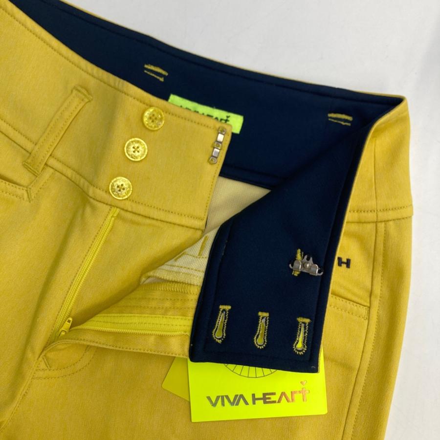 VIVA HEART レディース ゴルフパンツ イエロー ストライプ 40 VIVA HEART（ビバハート） 【新品】VIVA HEART ストレッチパンツ
