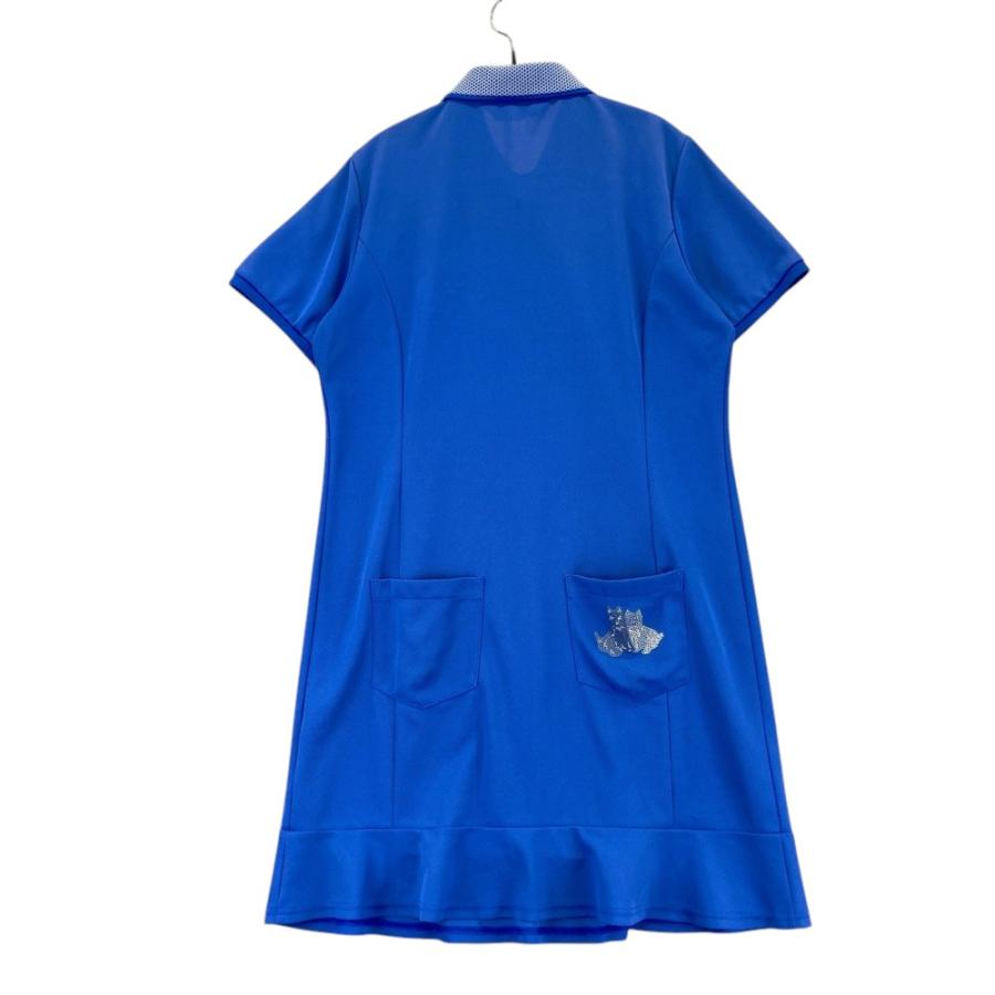 【新品未使用タグ付き】Black&white ゴルフ服　レディース服ワンピースL BLACK&WHITE ブラックアンドホワイト 半袖ワンピース ブルー系 L