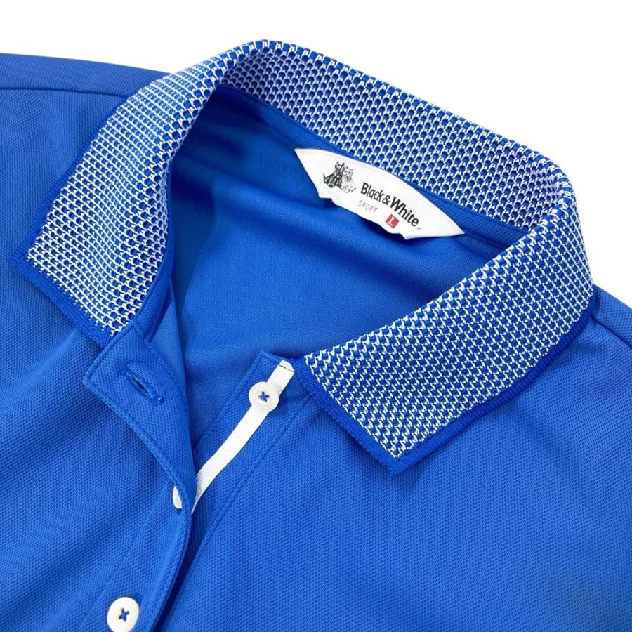 BLACK&WHITE ブラックアンドホワイト 半袖ワンピース ブルー系 L