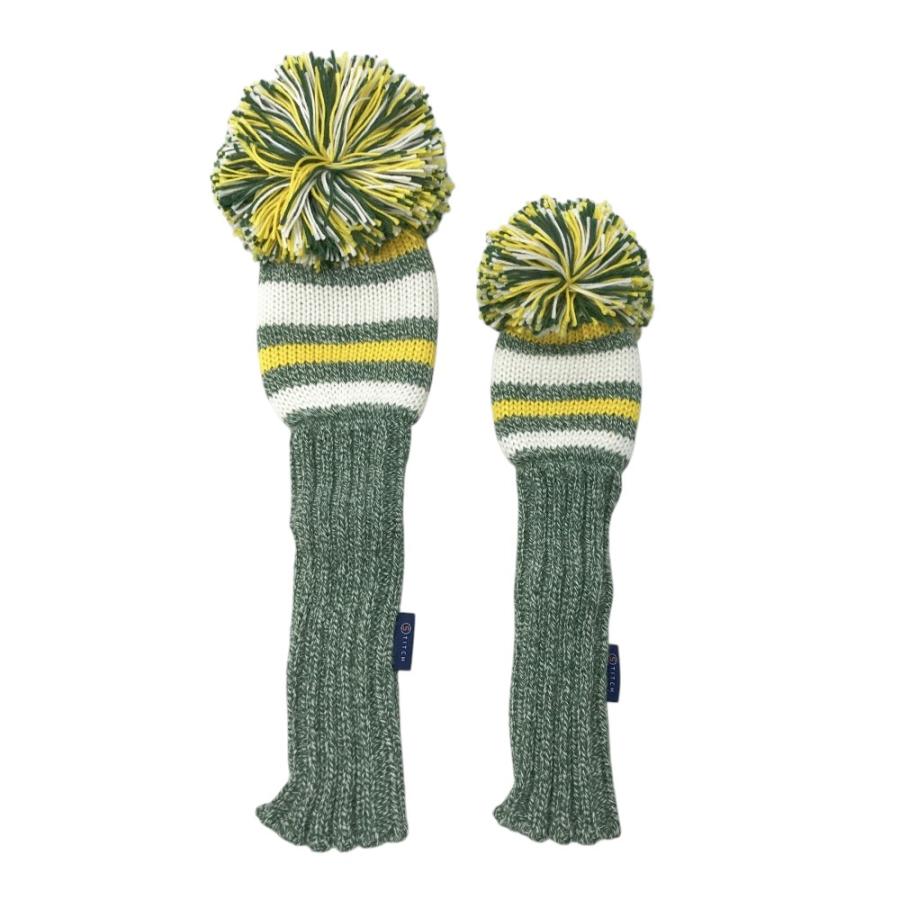新品】STITCH ステッチ ニット ヘッドカバー 2点セット グリーン