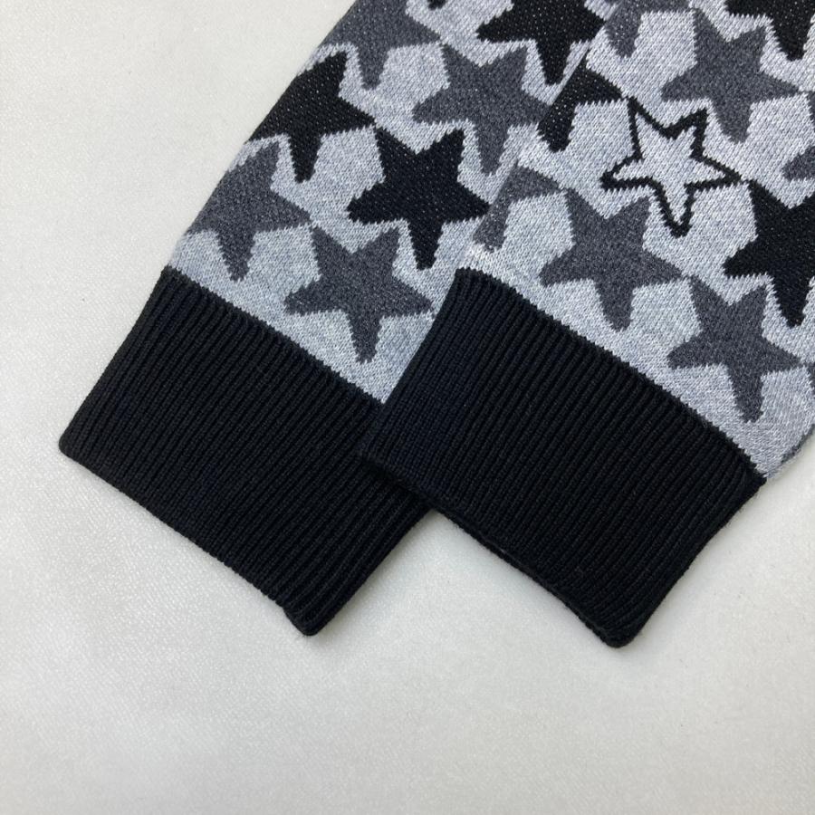 PING ピン 裏地付き 長袖ニットジャケット 星 総柄 グレー系 M