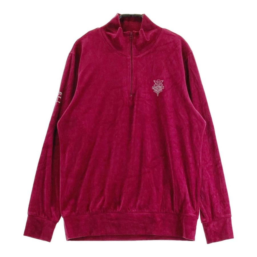 BEAMS ビームス ゴルフ ハーフジップ 長袖 Tシャツ ベロア調 レッド M BEAMS GOLF ビームスゴルフ 長袖ハーフジップTシャツ ベロア