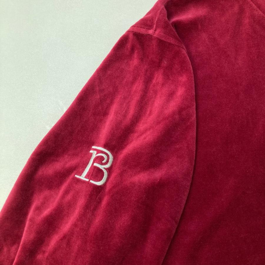 BEAMS ビームス ゴルフ ハーフジップ 長袖 Tシャツ ベロア調 レッド M BEAMS GOLF ビームスゴルフ 長袖ハーフジップTシャツ ベロア