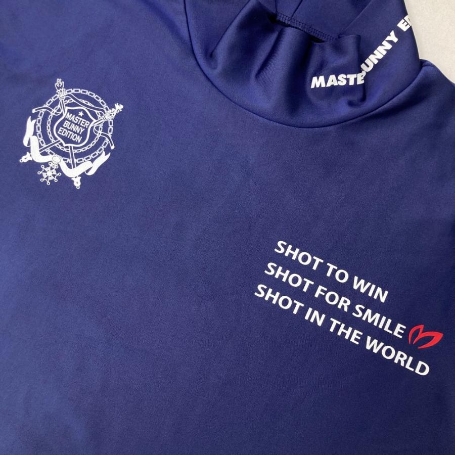サイズ：6 MASTER BUNNY EDITION マスターバニーエディション 2024年モデル ハイネック 長袖Tシャツ 総柄 ネイビー系 [240101439723] ゴルフウェア メンズ ストスト MASTER BUNNY EDITION マスターバニーエディション 2024年モデル