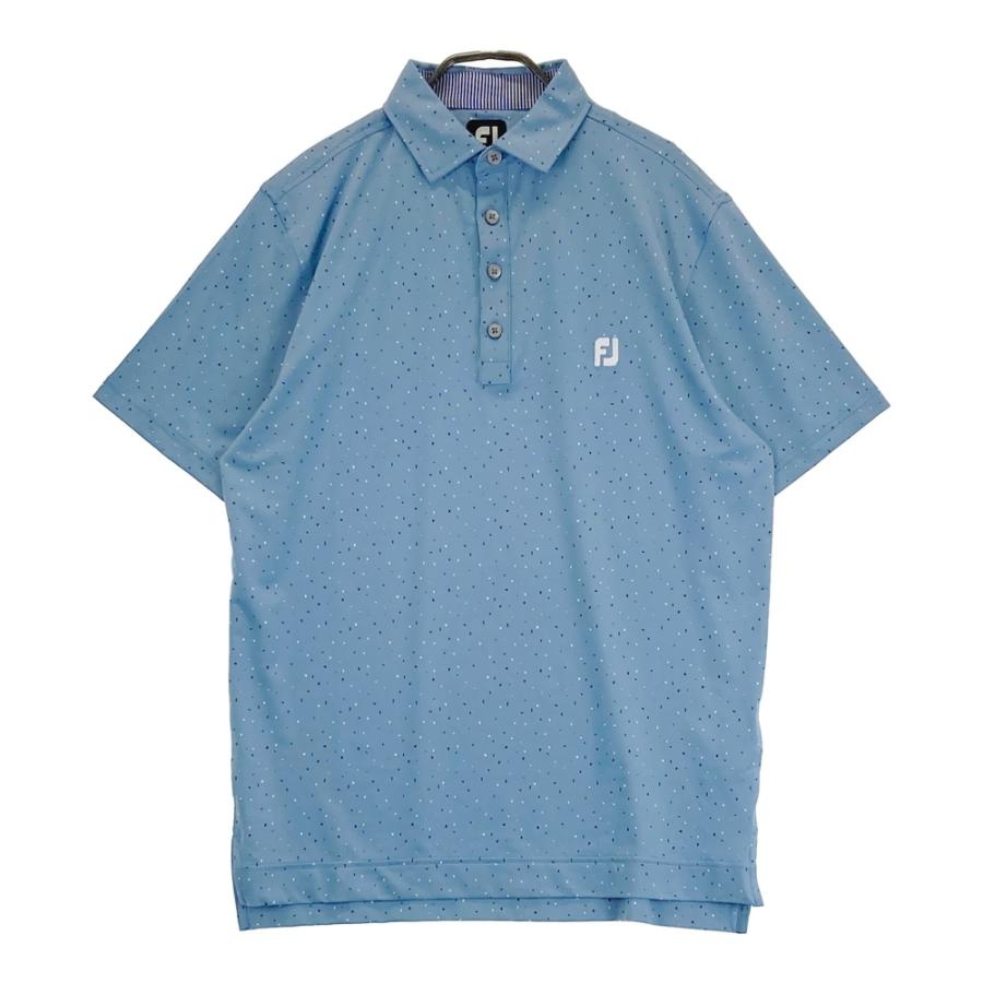 美品 FOOT JOY メンズ ゴルフ ポロシャツ L 半袖 ブルー FootJoy（フットジョイ） 半袖ポロシャツ 総柄 ブルー系 L ゴルフ