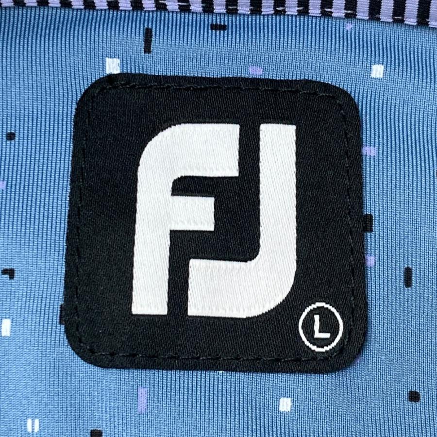FOOT JOY フットジョイ 半袖ポロシャツ 総柄 ブルー系 L ゴルフウェア 
