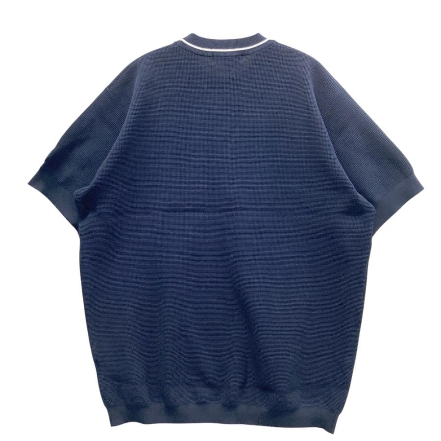 サイズ：L AND PER SE アンパスィ AMS2725B3 2025年 半袖 ニットTシャツ  ネイビー系 [240101521964] ゴルフウェア メンズ ストスト 新品】AND PER SE アンパスィ AMS2725B3 2025年 半袖 ニットTシャツ