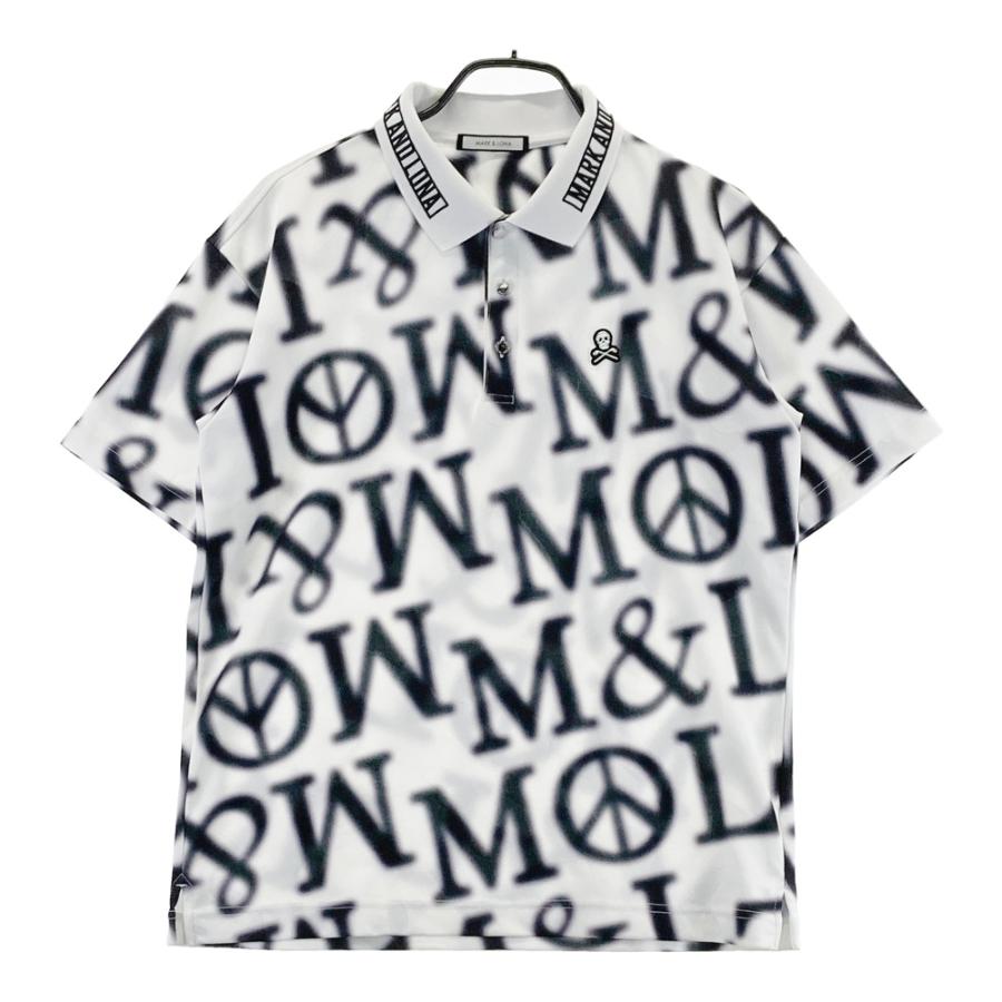 MARK&LONA マークアンドロナ 半袖ポロシャツ ロゴ総柄 ホワイト系 48