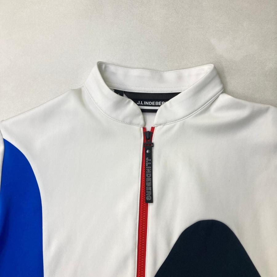 ジェイリンドバーグ　ジャケット　ブルゾン　ゴルフウェア　ホワイト×ブラック　L J.LINDEBERG ジェイリンドバーグ ジップジャケット ホワイト系 S