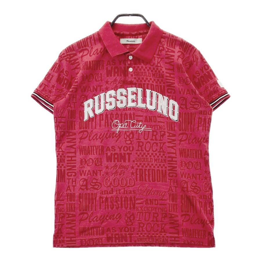 RUSSELUNO ラッセルノ 半袖ポロシャツ 総柄 レッド系 4 ゴルフウェア