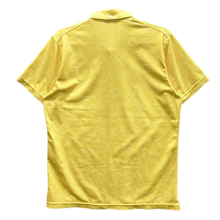 サイズ：L AND PER SE アンパスィ  ボタンダウン 半袖ポロシャツ 総柄 イエロー系 [240101428009] ゴルフウェア メンズ ストスト AND PER SE アンパスィ 半袖ポロシャツ ボタンダウン 総柄