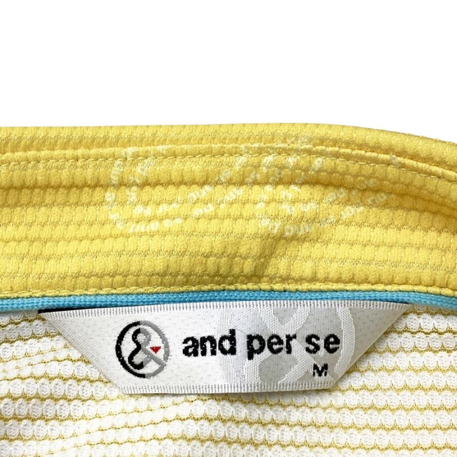 サイズ：L AND PER SE アンパスィ  ボタンダウン 半袖ポロシャツ 総柄 イエロー系 [240101428009] ゴルフウェア メンズ ストスト AND PER SE アンパスィ 半袖ポロシャツ ボタンダウン 総柄