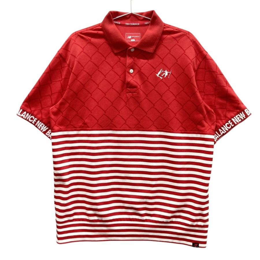 NEW BALANCE GOLF ニューバランス 半袖ポロシャツ ボーダー柄 レッド系