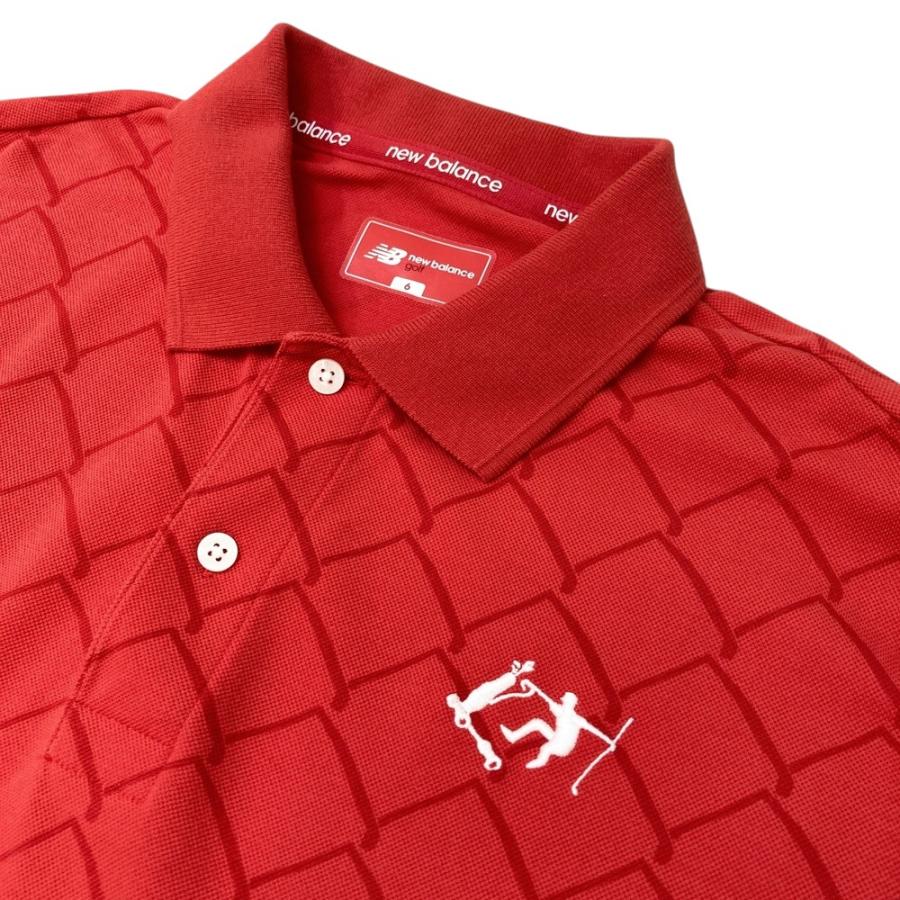 美品 ニューバランスゴルフ ポロシャツ グリーン ボーダー サイズ6 NEW BALANCE GOLF ニューバランス 半袖ポロシャツ ボーダー柄 レッド系
