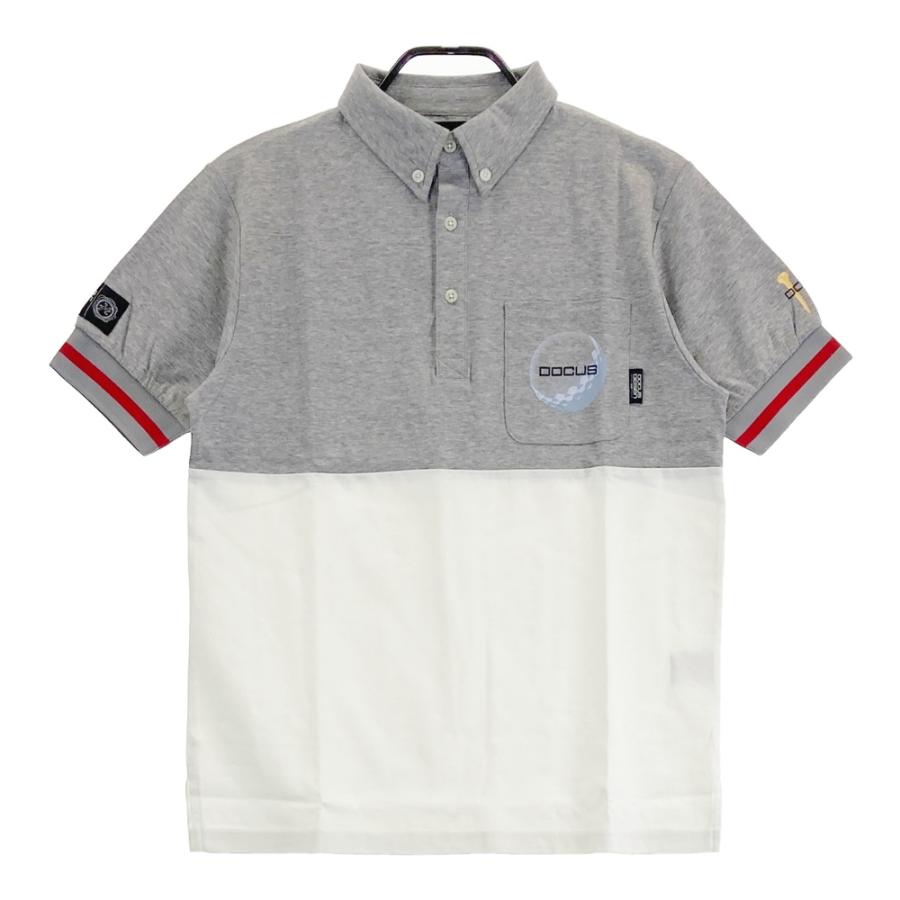 新品】DOCUS ドゥーカス 半袖ポロシャツ ボタンダウン グレー系 M