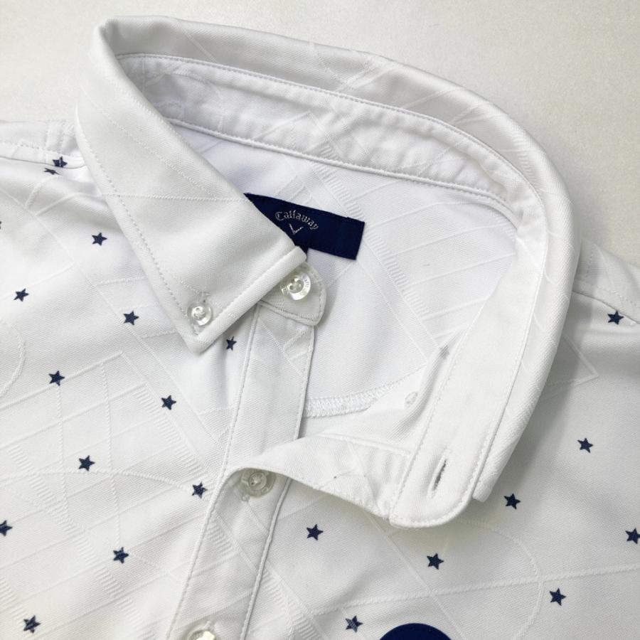 サイズ：3L CALLAWAY キャロウェイ  半袖ポロシャツ ボタンダウン 星 総柄 ホワイト系 [240101432711] ゴルフウェア メンズ ストスト 新品】CALLAWAY キャロウェイ 半袖ポロシャツ ボタンダウン 星