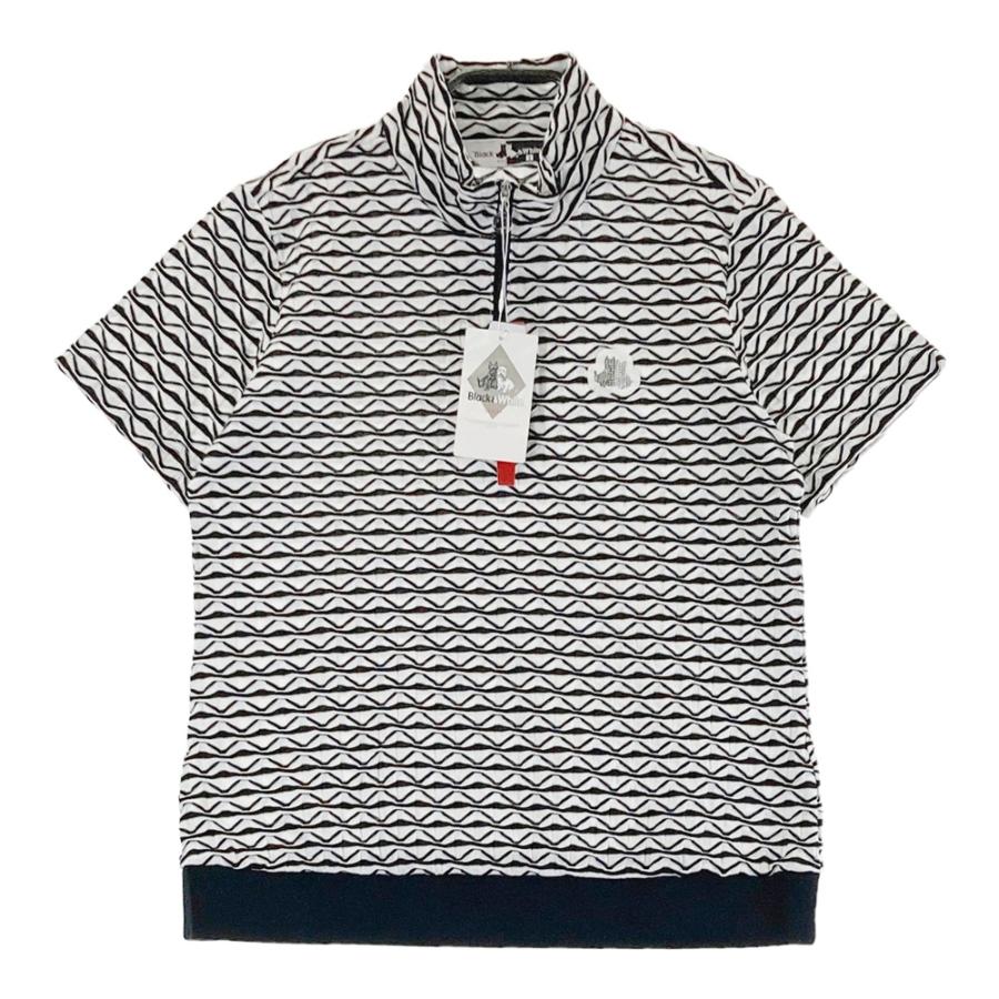 新品】BLACK&WHITE ブラックアンドホワイト ハーフジップ半袖Tシャツ