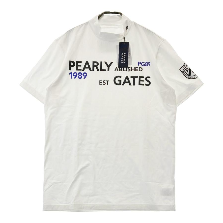 サイズ：6 PGG PEARLY GATES パーリーゲイツ  半袖ハイネックTシャツ  ホワイト系 [240101427027] ゴルフウェア メンズ ストスト 新品】PEARLY GATES パーリーゲイツ ハイネック 半袖Tシャツ