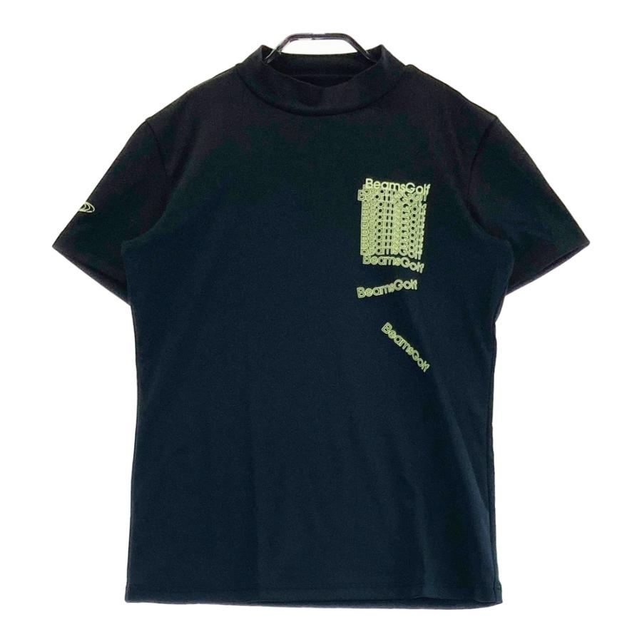 ★新品未使用品★BEAMS GOLFゴルフモックネック半袖シャツ黒Ｌレディース BEAMS GOLF ビームスゴルフ モックネック 半袖Tシャツ プリント