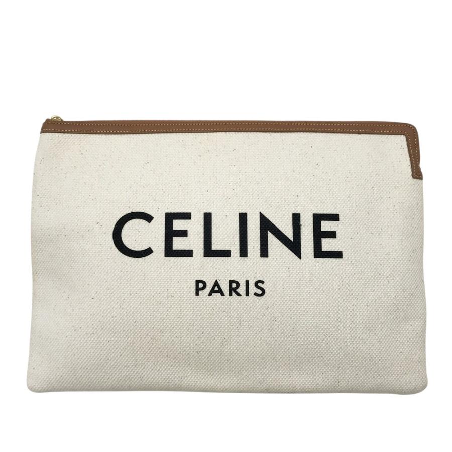 CELINE セリーヌ キャンバス クラッチバッグ ラージポーチ ホワイト系 