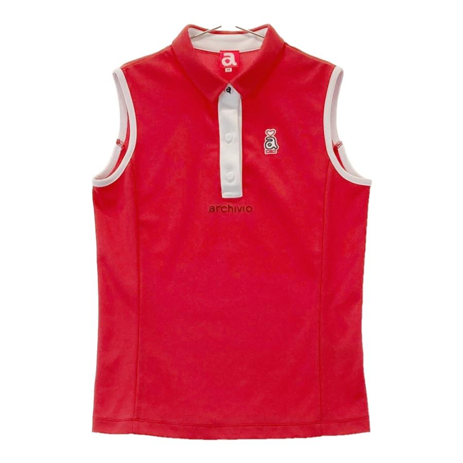 サイズ：36 ARCHIVIO アルチビオ  ノースリーブポロシャツ  レッド系 [240101437719] ゴルフウェア レディース ストスト ARCHIVIO アルチビオ ノースリーブポロシャツ レッド系 36