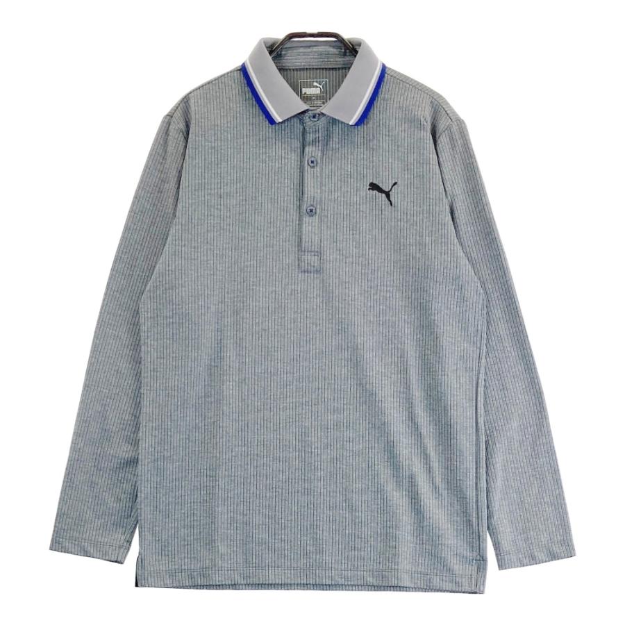 PUMA GOLF プーマゴルフ 長袖ポロシャツ ストライプ柄 グレー系 M